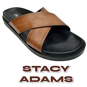 Stacy Adams Daniel Cross Strap Mens Slide Sandal - Brown Pre-Owned Size 10 M